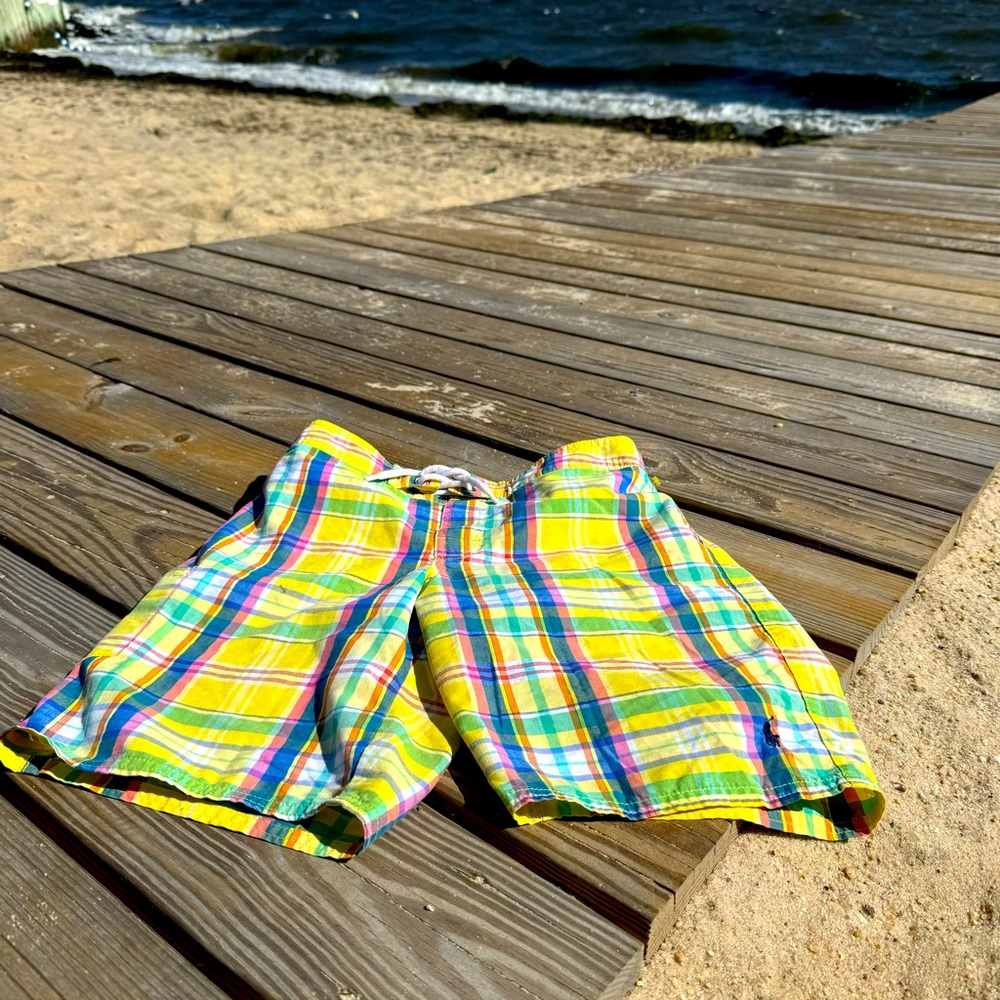 Polo Ralph Lauren yellow plaid Swim Trunks / board shorts #143